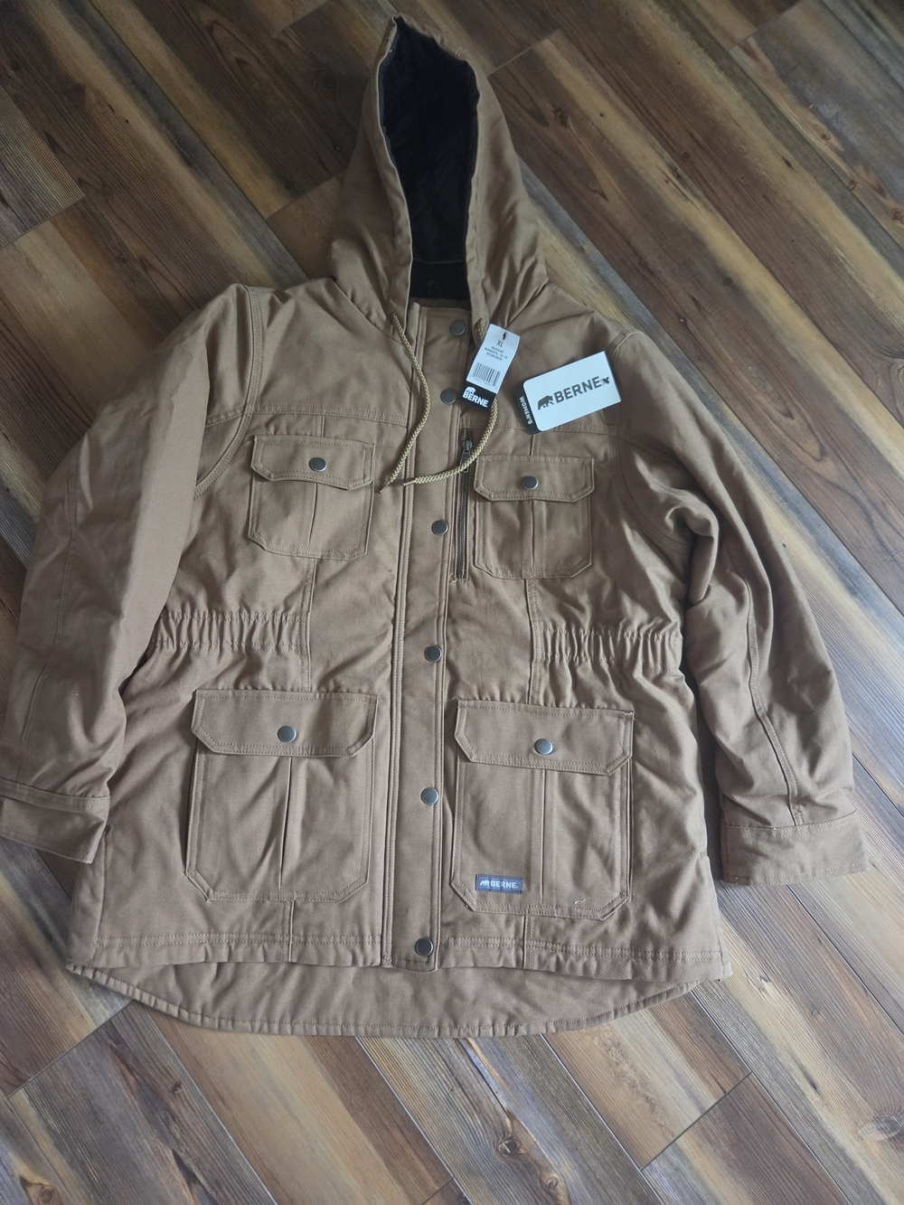 Women’s Hooded Field Jacket in Brown Size XL By Berne